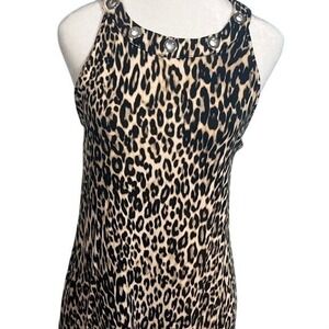NWOT Cable & Gauge Leopard Print Tank Top Sleeveless Grommet Accent Size Medium